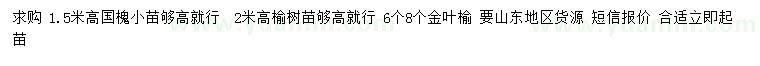 求購國槐、榆樹(shù)、金葉榆