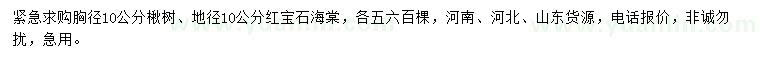 求購(gòu)胸徑10公分楸樹、地徑10公分紅寶石海棠