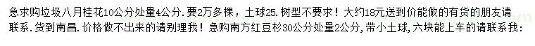 求購10公分量4公分八月桂、30公分量2公分南方紅豆杉