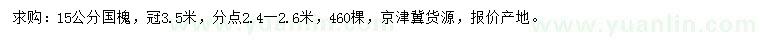 求購15公分國槐