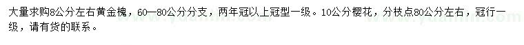 求購8公分左右黃金槐、10公分櫻花