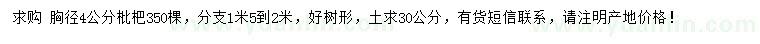 求購胸徑4公分枇杷