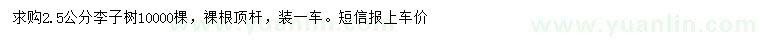 求購2.5公分李子樹