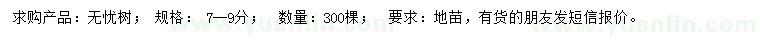 求購7-9公分無憂樹