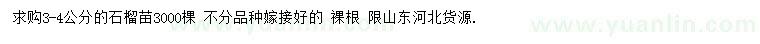 求購(gòu)3-4公分石榴苗