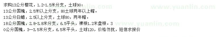 求購櫻花、國槐、白蠟等