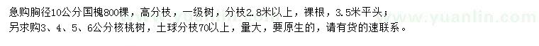 求購胸徑10公分國槐、3、4、5、6公分核桃樹