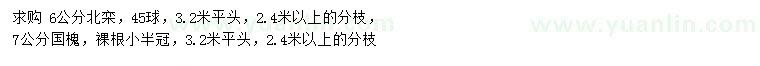 求購(gòu)6公分北欒、7公分國(guó)槐