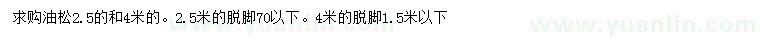 求購2.5、4米油松