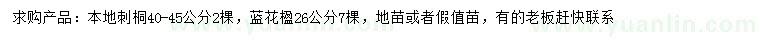 求購40-45公分本地刺桐、26公分藍(lán)花楹
