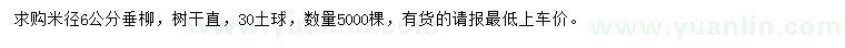 求購米徑6公分垂柳