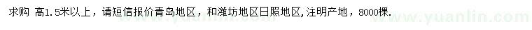 求購高1.5米以上紫葉李