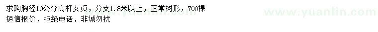 求購胸徑10公分高桿女貞