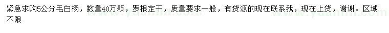 求購5公分毛白楊