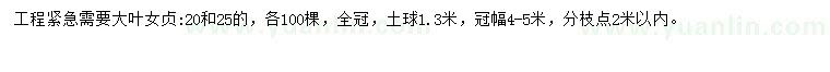 求購20、25公分大葉女貞