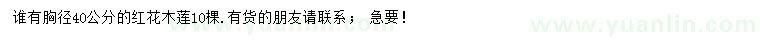 求購胸徑40公分紅花木蓮