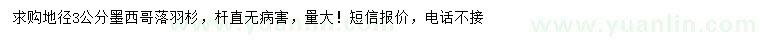 求購(gòu)地徑3公分墨西哥落羽杉
