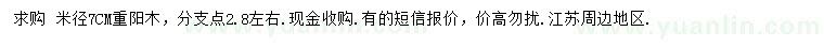 求購米徑7公分重陽木