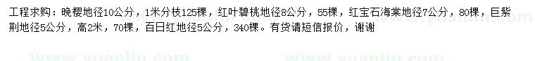 求購?fù)頇选⒓t葉碧桃、紅寶石海棠等