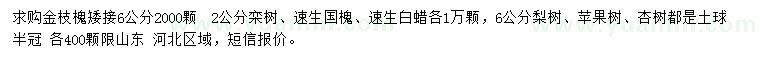求購金枝槐、欒樹、速生國槐等
