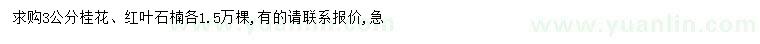 求購(gòu)3公分桂花、紅葉石楠