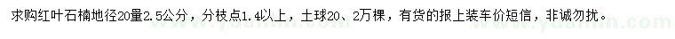 求購20量2.5公分紅葉石楠