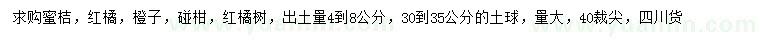 求購蜜桔、紅橘、橙子等