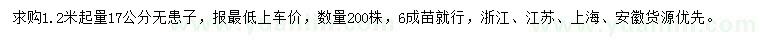 求購(gòu)1.2米起量17公分無(wú)患子