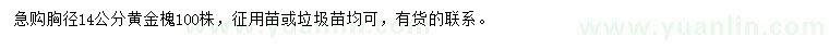 求購(gòu)14公分黃金槐