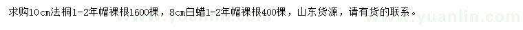 求購10公分法桐、8公分白蠟
