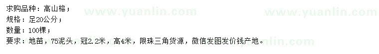 求購20公分高山榕