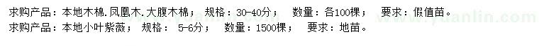 求購本地木棉、鳳凰木、大腹木棉等