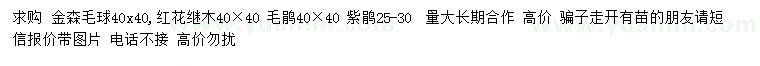 求購(gòu)金森毛球、紅繼木、毛鵑等