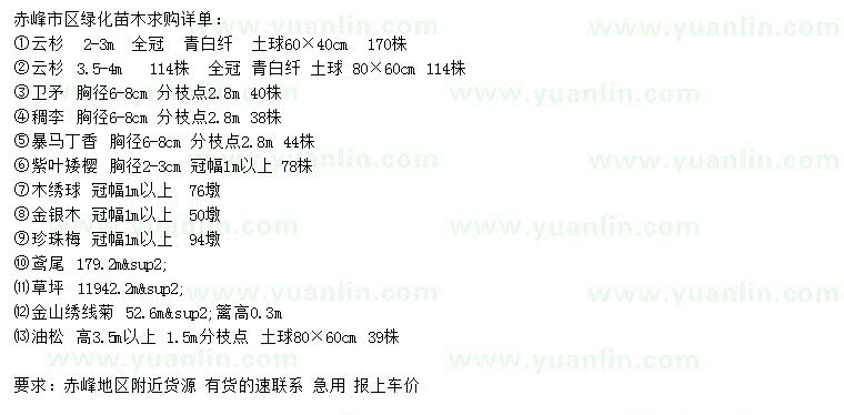 求購(gòu)云杉、衛(wèi)矛、稠李等