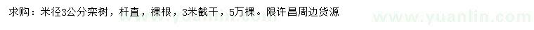 求購米徑3公分欒樹