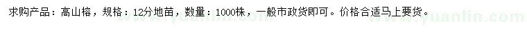 求購(gòu)12公分高山榕