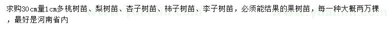 求購桃樹、梨樹、杏子樹等