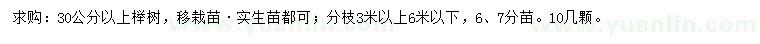 求購30公分以上櫸樹(shù)