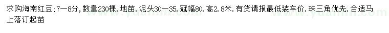 求購7-8公分海南紅豆