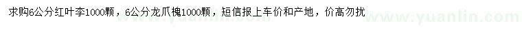 求購6公分紅葉李、龍爪槐