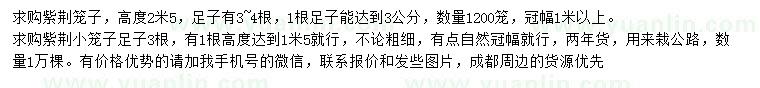 求購高2.5米紫荊