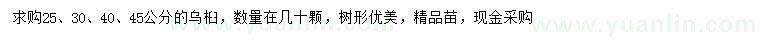 求購25、30、40、45公分烏桕