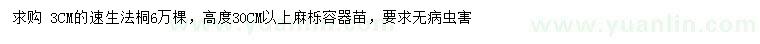 求購(gòu)米徑3公分速生法桐、高30公分以上麻櫟