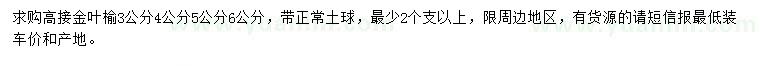求購(gòu)3、4、5、6公分高接金葉榆