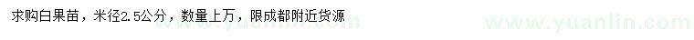 求購米徑2.5公分白果苗