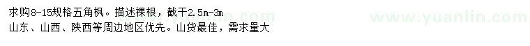 求購8-15公分五角楓