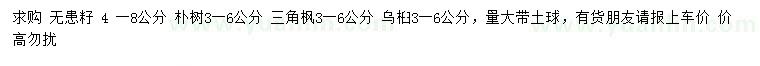 求購(gòu)無(wú)患子、樸樹、三角楓