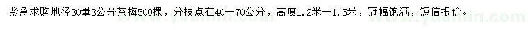 求購地徑30量3公分茶梅