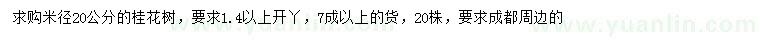 求購(gòu)米徑20公分桂花樹