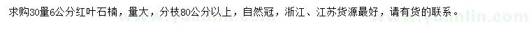 求購30量6公分紅葉石楠